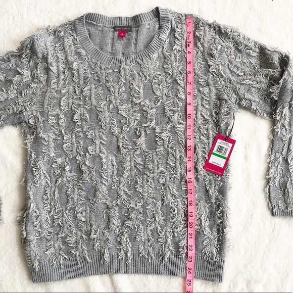 Vince Camuto | Grey Fringe Crewneck Sweater *NWT* - Picture 6 of 8